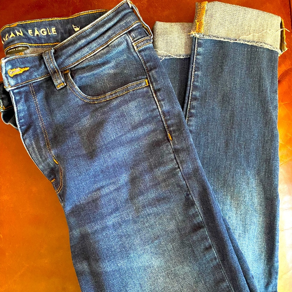 American Eagle Jeans: Super High Rise Jegging Crop size 10 Short